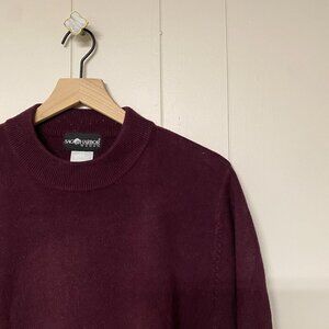Women's Sag Harbor Mock Neck Short Sleeve Sweater, Plum, 2XL.